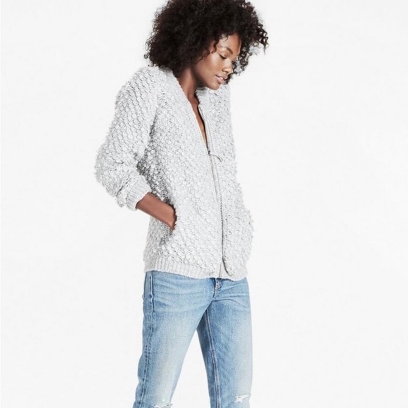 NWOT Lucky Brand Women's Cardigan Bomber Sweater Size Small Gray - Picture 3 of 5